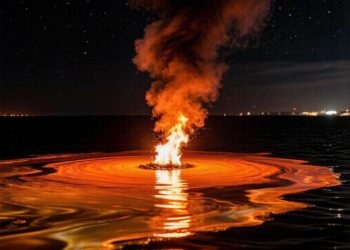 Открытое горение нефти происходит у берегов Сочи после атаки на танкер