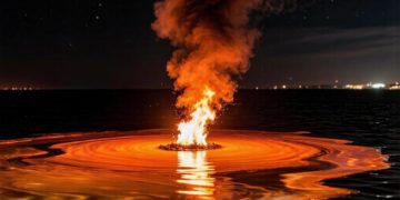 Открытое горение нефти происходит у берегов Сочи после атаки на танкер